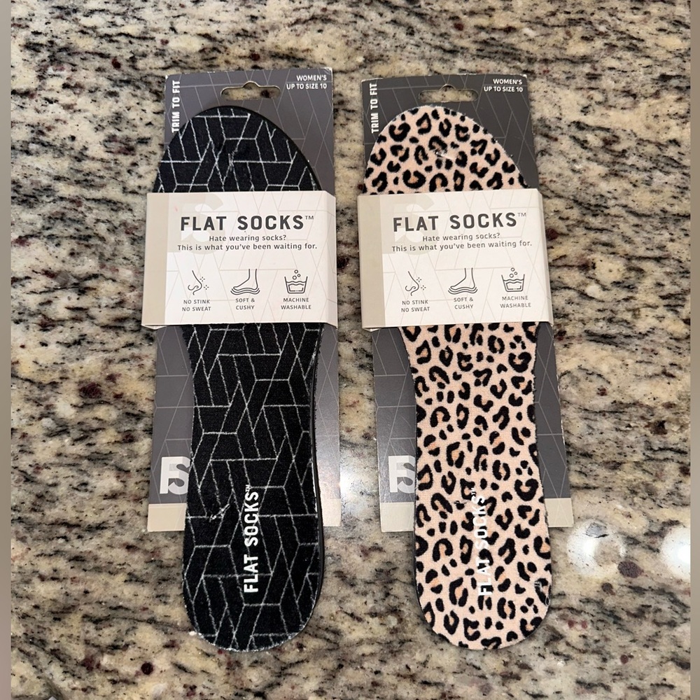 BUNDLE FOR CLIPQUEENB - Flat Socks Cushioned Inserts (1 Leopard/1 Black Print)
